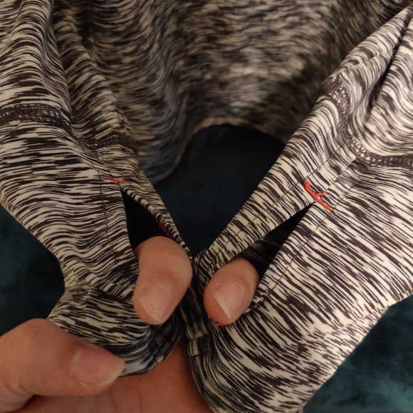 Black and White Athletic Long Sleeve Hooded Shirt - Picture 6 of 10